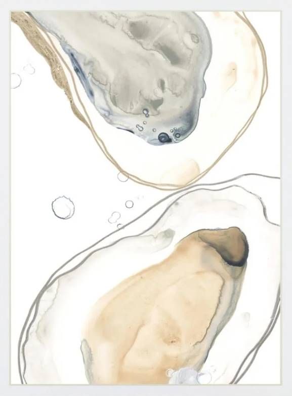 Classy Art Ocean Oysters IV by June Erica Vess Mirrored Frame Wall Art-1