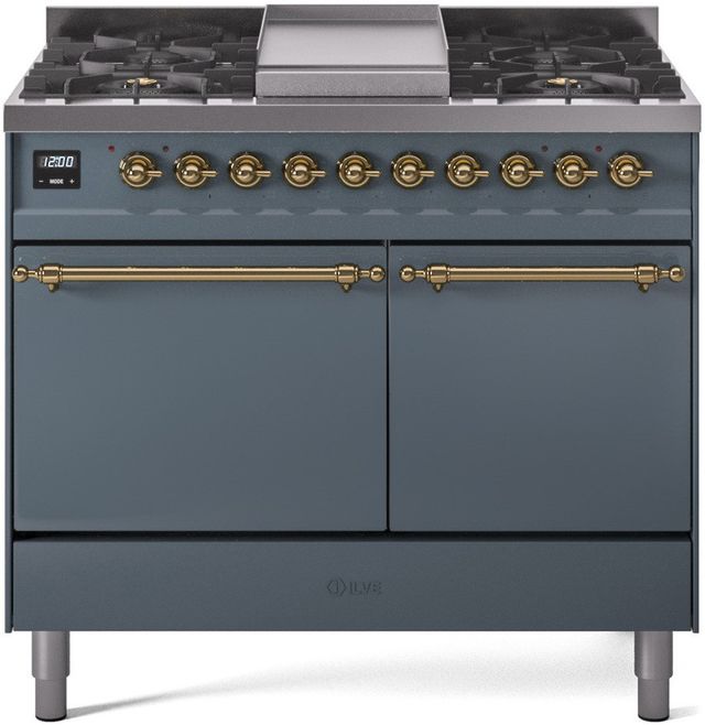 Ilve® Nostalgie II Series 40" Blue Grey Pro Style Dual Fuel Range-0