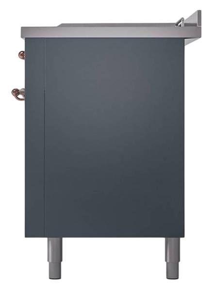 Ilve® Nostalgie II Noblesse 60'' Blue Gray Pro Style Dual Fuel Range with Copper Trim-3