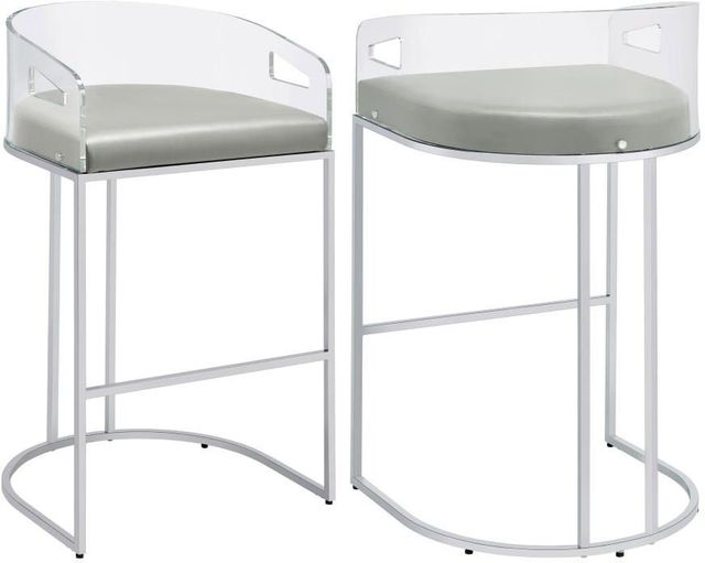 Coaster® Thermosolis 2-Piece Grey/Chrome Acrylic Back Bar Stools-0