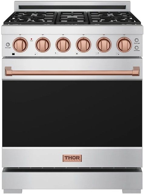 Thor Kitchen Gordon Ramsay Collection 30" Stainless Steel Pro Style Gas Range with Precision Knob Control and Rose Gold Trim-0
