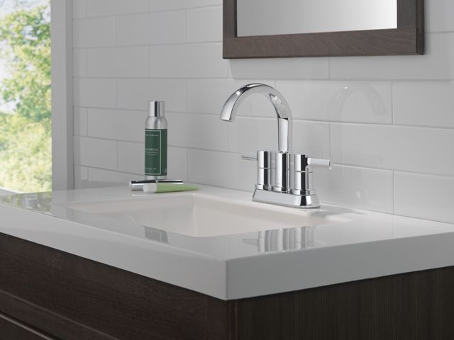 Delta Albion™ Chrome Two Handle Centerset Bathroom Faucet-3