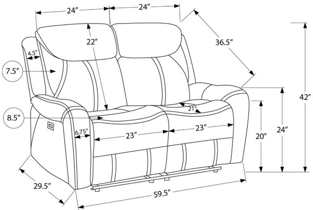 Monarch Specialties Inc. Brown Faux Leather Power Reclining Loveseat with USB Ports-2