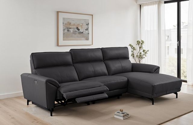 Furniture of America® Theola Black Power Reclining Sectional with Right Chaise-2