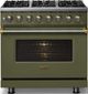 Viking® 5 Series 36" Martini Pro Style Dual Fuel (LP) Range with Brushed Brass Trim-2