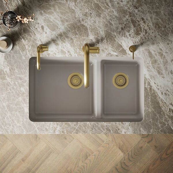 KOHLER® Riverby® Truffle 33" Undermount Double-Bowl Workstation Kitchen Sink-2