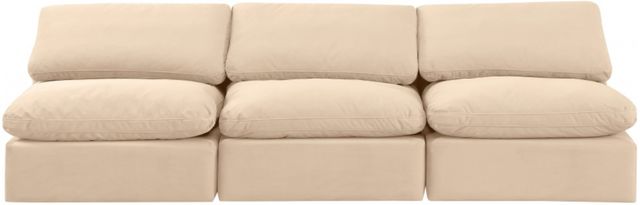 Meridian Furniture Indulge 3-Piece Beige Velvet Armless Sofa -1