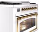 Ilve® Nostalgie II Noblesse 36'' White Pro Style Dual Fuel Range with Brass Trim-4