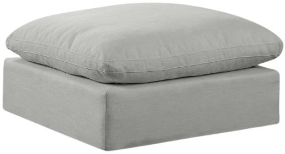Meridian Furniture Comfy Grey Linen Textured Ottoman-0