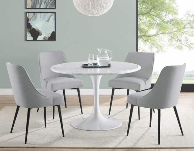 Steve Silver Co. Colfax 45" Round White Marble Top with White Base Dining Table-2