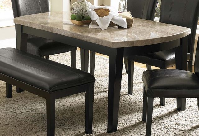 Mazin Furniture Cristo Dark Espresso Dining Table with Neutral Toned Marble Table Top.-3