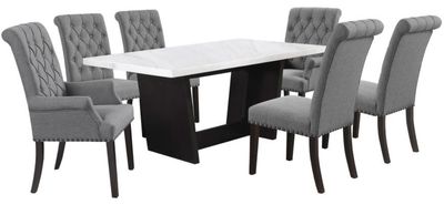 Front view of the Coaster® Sherry 7-Piece Gray/Rustic Espresso Dining Set