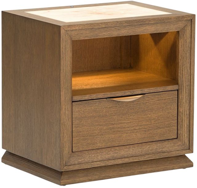 Michael Amini® Portrait Sienna Brown 1-Drawer Nightstand with LED Lights-1