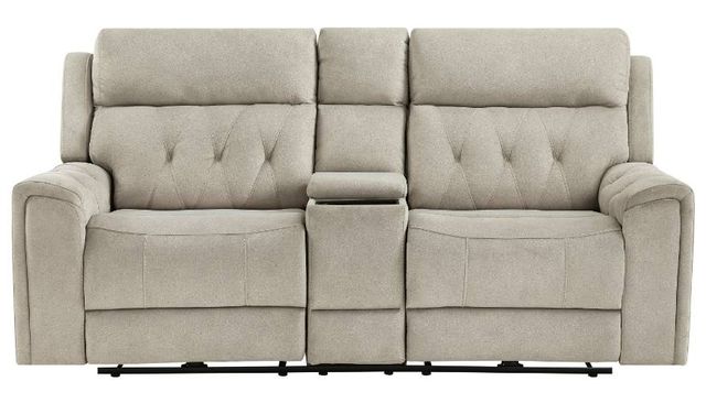 Homelegance® Celeste Taupe Double Power Reclining Loveseat with Center Console-1