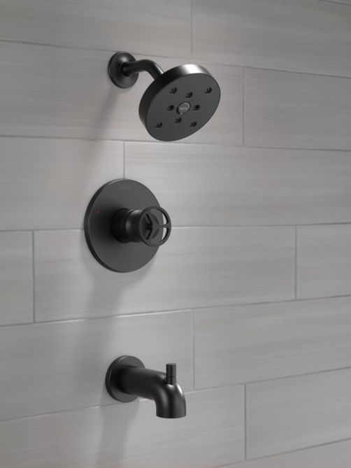 Delta Trinsic® H2Okinetic® Matte Black Tub Shower Trim-4