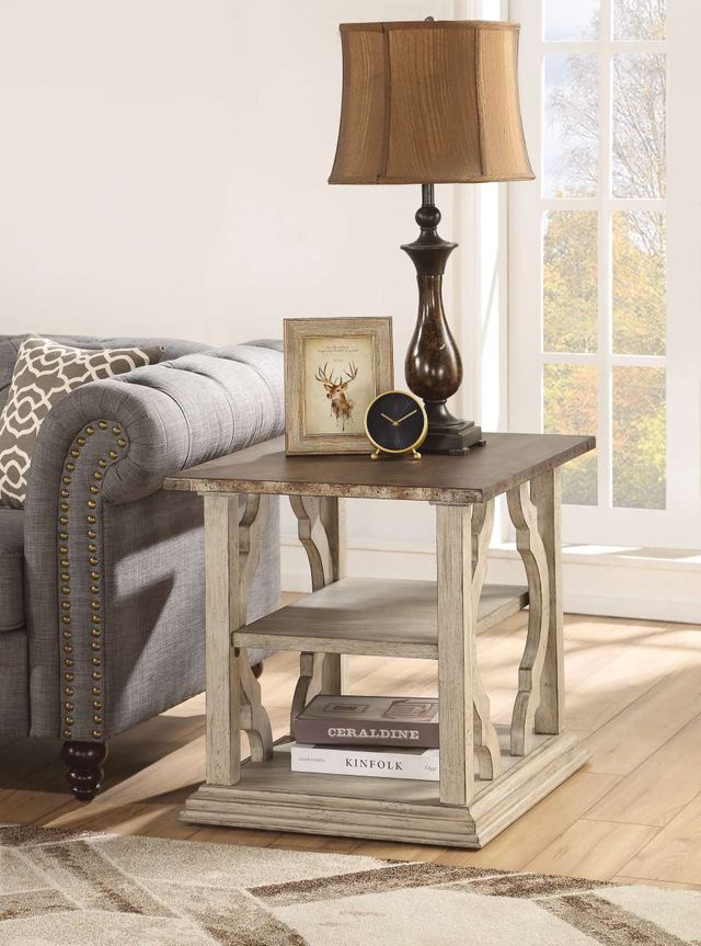Flexsteel® Estate Galvanized Metal Top End Table with Antiqued Base-2