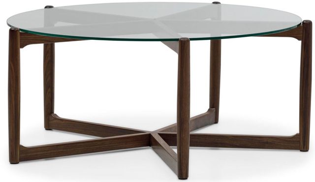 Moe's Home Collection Hetta Glass Top Coffee Table with Walnut Base-0