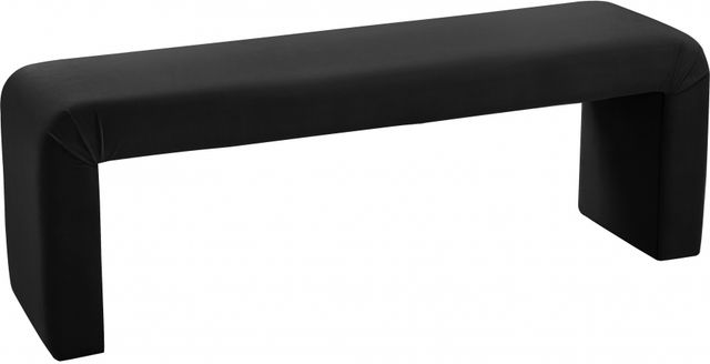 Meridian Furniture Minimalist Black Velvet Bench-0
