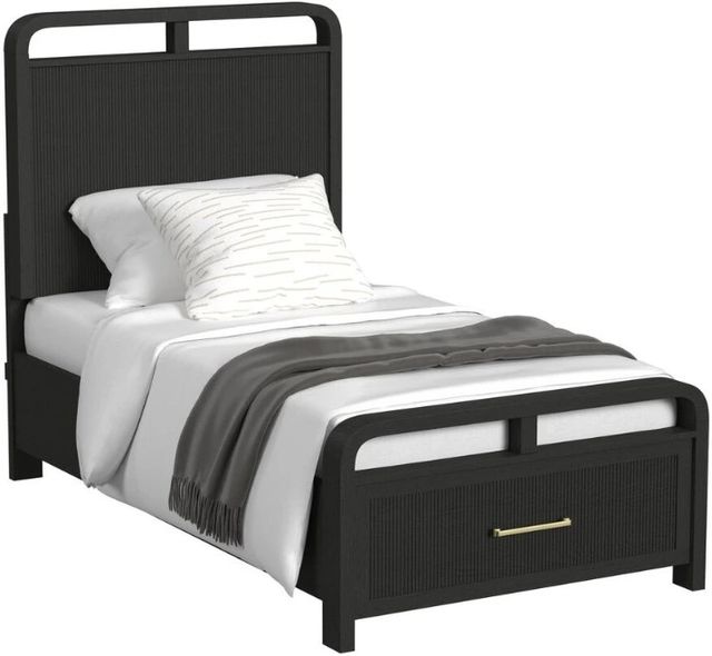 Elements International Ridgemont Black Youth Twin Panel Storage Bed-0