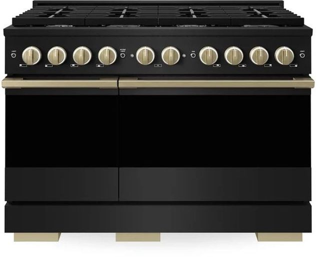 ZLINE Marino 48" Black Stainless Steel Pro Style Gas Range with Champagne Bronze Accents-0