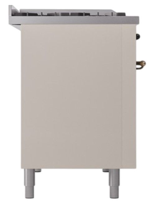 Ilve® Nostalgie II Noblesse 48'' Antique White Pro Style Dual Fuel Range with Burnished Trim-2