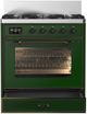 Ilve® Majestic III 30" Emerald Green Pro Style Dual Fuel Natural Gas Range with Triple Glass Door and Burnished Trim-1