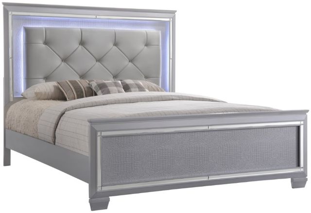 Crown Mark Lillian Gray King Upholstered Panel Bed-0