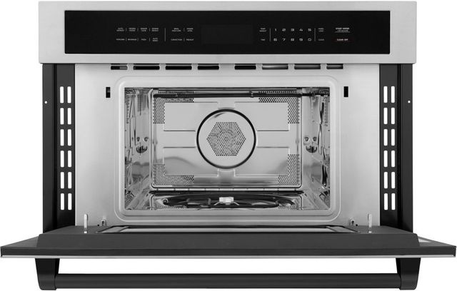 ZLINE Autograph Edition 30" 1.6 Cu. Ft. Stainless Steel Built-In Convection Microwave Oven with Matte Black Accents-1