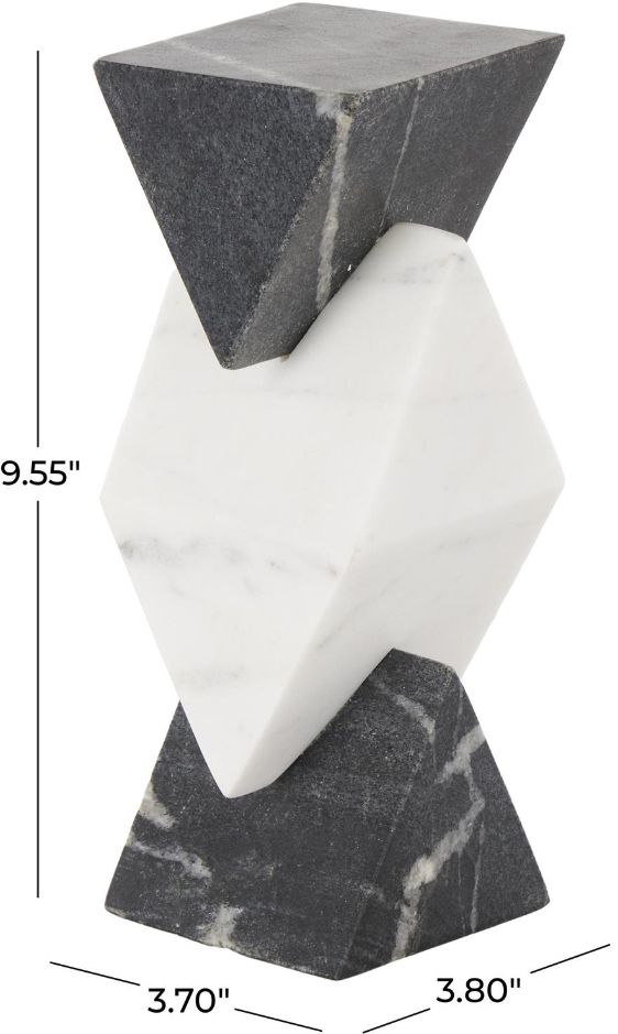Deco Marche White Geometric Stacked Pyramid Sculpture-2