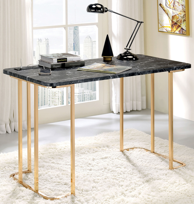 Furniture of America® Delphine Black/Gold Desk-1