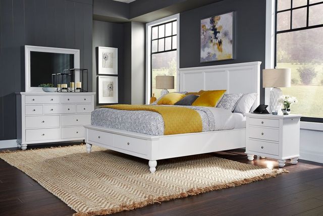 aspenhome® Cambridge White Queen Panel Storage Bed-1
