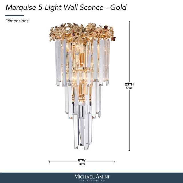 Michael Amini® Marquise Gold 5-Light Wall Sconce-2