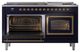 Ilve® Nostalgie II Noblesse 60'' Midnight Blue Pro Style Dual Fuel Range with Brass Trim-3