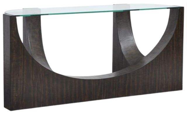 Magnussen Home® Beckham Glass Top Sofa Table with Rustic Tavern Base-1