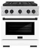 ZLINE Autograph Edition Paramount 30" 4.2 Cu. Ft. Satin Stainless Steel Gas Range with 4 Burner DuoPro™ Cooktop and Convection Gas Oven with White Matte Door and Matte Black Accents-0