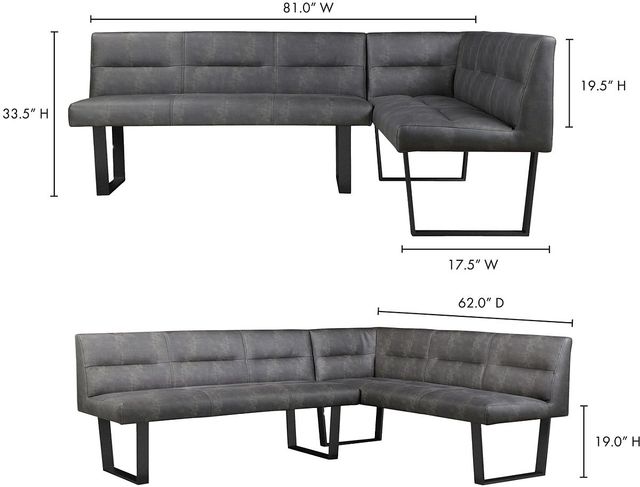Moe's Home Collection Hanlon Dark Grey Corner Bench-2