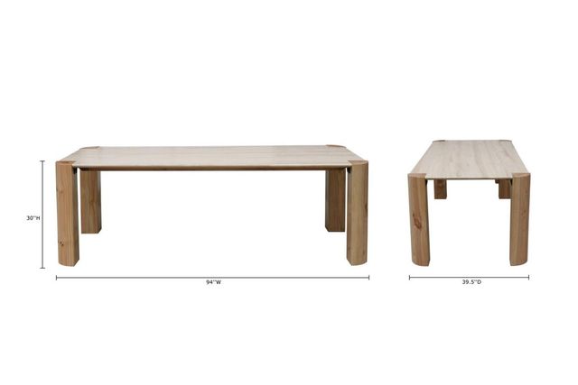 Nest Home Collections Esme Nordic Natural/Sabbia Travertine 94" Rectangular Dining Table-2