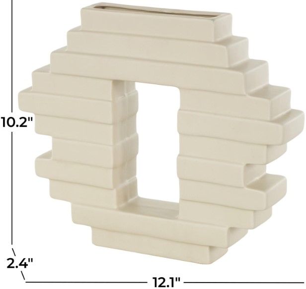 Deco Marche Cream Vase with Rectangular Center Cutout-1