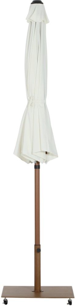 Meridian Furniture Fiji White/Teak Aluminum Outdoor Patio Umbrella and Base-1