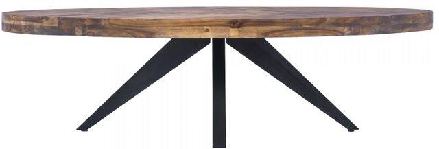 Moe's Home Collection Parq Amber Oval Coffee Table with Black Metal Base-1