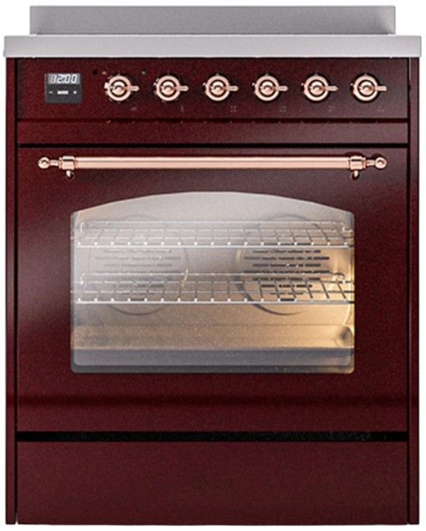 Ilve® Nostalgie II Series 30" Burgundy Pro Style Induction Range-3