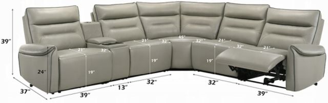 ACME Furniture Jayke 3-Piece Light Gray L-Shape Power Reclining Sectional-2