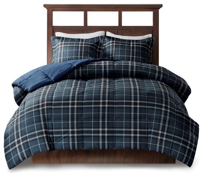 Olliix by Woolrich Alton Flint Navy Full/Queen Cozy Spun Down Alternative Comforter Mini Set-0