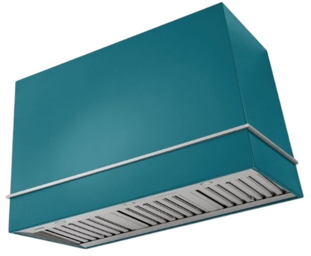 AGA Loge 48" Salcombe Blue Wall Mounted Range Hood with Brushed Brass Trim-0