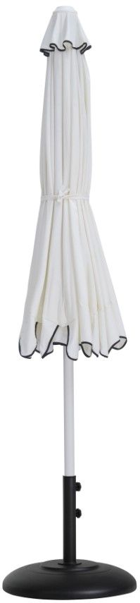 Meridian Furniture Amalfi White/White/Black Aluminum Outdoor Patio Umbrella and Round Base-1