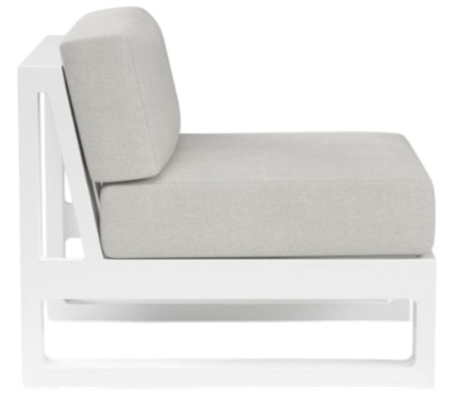 Sunset West Newport Satin White Aluminum Armless Outdoor Club Chair with Cast Silver Cushion-1