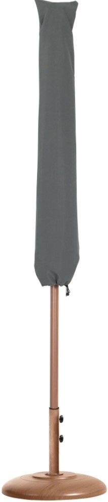 Meridian Furniture Amalfi Black/Teak Aluminum Outdoor Patio Umbrella and Round Base-2