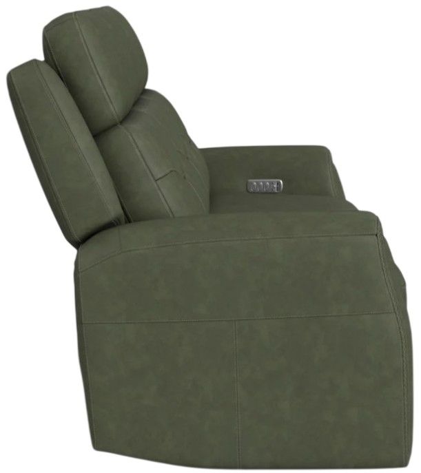 Flexsteel® Felix Forest Green Leather Power Reclining Sofa with Power Headrest and Lumbar-4