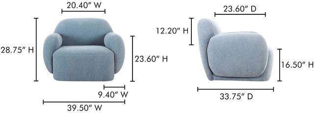 Moe's Home Collection Hazel Light Blue Lounge Chair -2