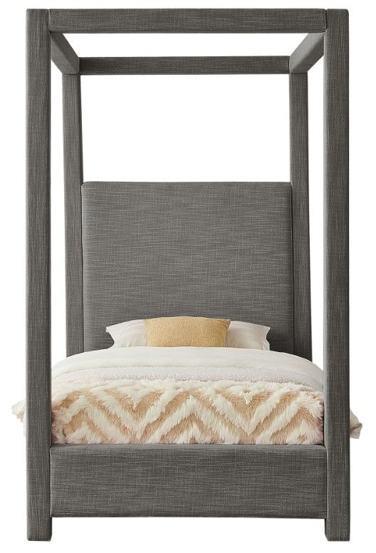 Meridian Furniture Emerson Grey Twin Upholstered Canopy Bed-1